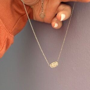 Kendra Scott Silver Necklace with Oval Pendant